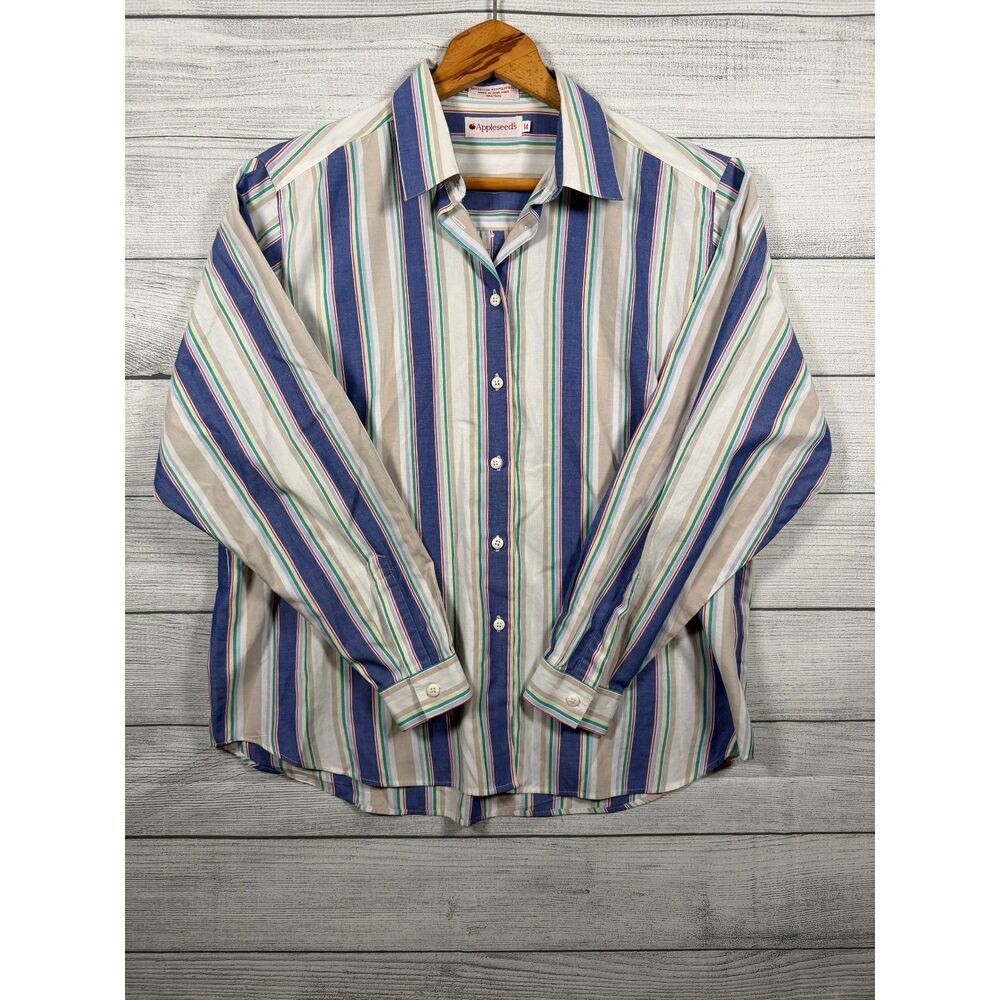 Vintage Appleseed's Women's Size 14 Multicolor Striped Button Down Shirt 4450